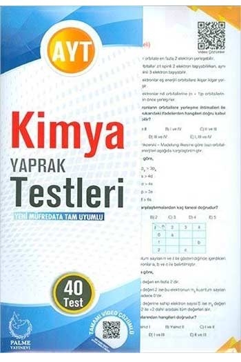 AYT Kitap, Kimya, Yaprak Test Kitabı, Palme Yayıncılık 9786052824207