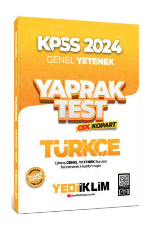 KPSS Kitap, Türkçe, Yaprak Test Kitabı, Yediiklim Yayınları 9786254313936