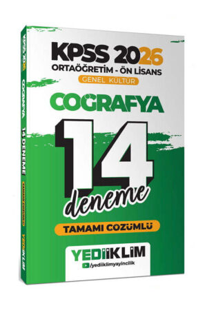 2026, KPSS Kitap, Coğafya, Deneme Kitabı, Yediiklim Yayınları 9786254319556