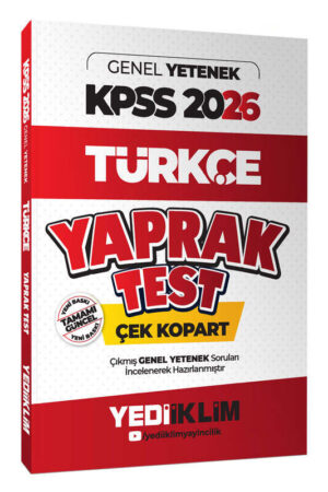 2026, KPSS Kitap, Türkçe, Yaprak Test Kitabı, Yediiklim Yayınları 9786254319884