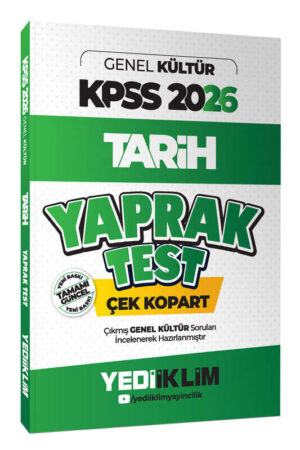 2026, KPSS Kitap, Tarih, Yaprak Test Kitabı, Yediiklim Yayınları 9786254319853