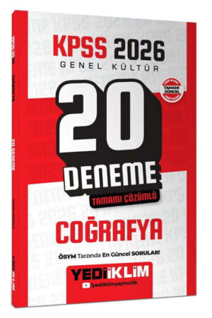 2026, KPSS Kitap, Coğafya, Deneme Kitabı, Yediiklim Yayınları 9786255781215