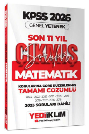 2026, Matematik Kitabı, KPSS Kitap, Çıkmış Soru Kitabı, Yediiklim Yayınları 9786255836854