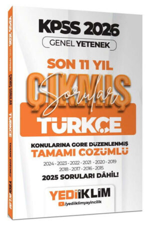 2026, KPSS Kitap, Türkçe, Çıkmış Soru Kitabı, Yediiklim Yayınları 9786255836847