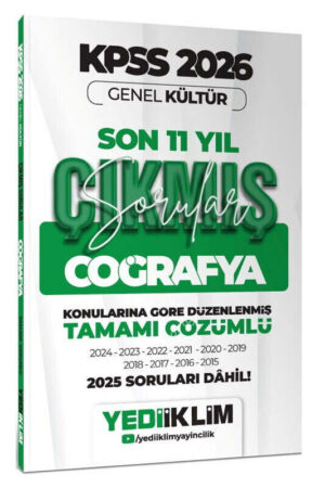 2026, KPSS Kitap, Coğafya, Çıkmış Soru Kitabı, Yediiklim Yayınları 9786255836878