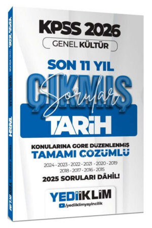 2026, KPSS Kitap, Tarih, Çıkmış Soru Kitabı, Yediiklim Yayınları 9786255836861