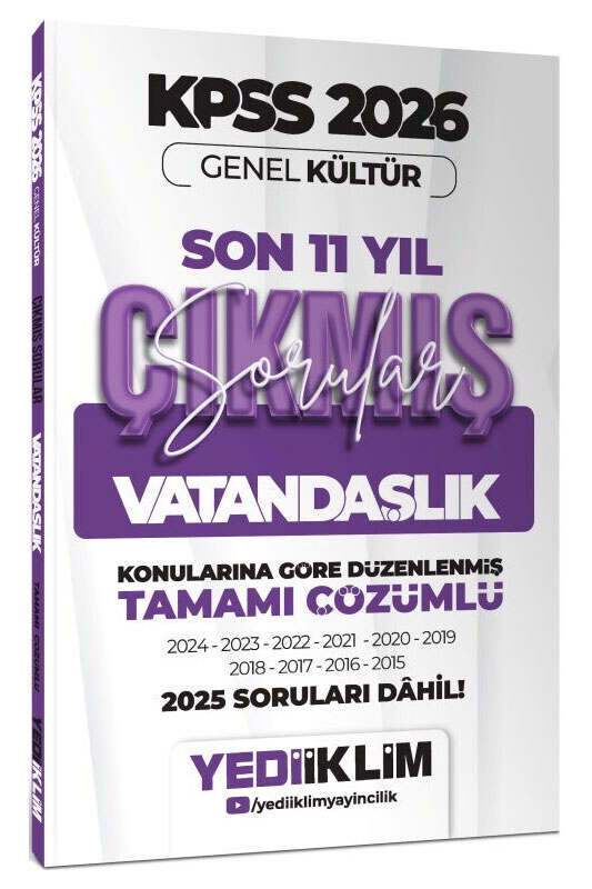 2026, KPSS Kitap, Çıkmış Soru Kitabı, Yediiklim Yayınları 9786255836885