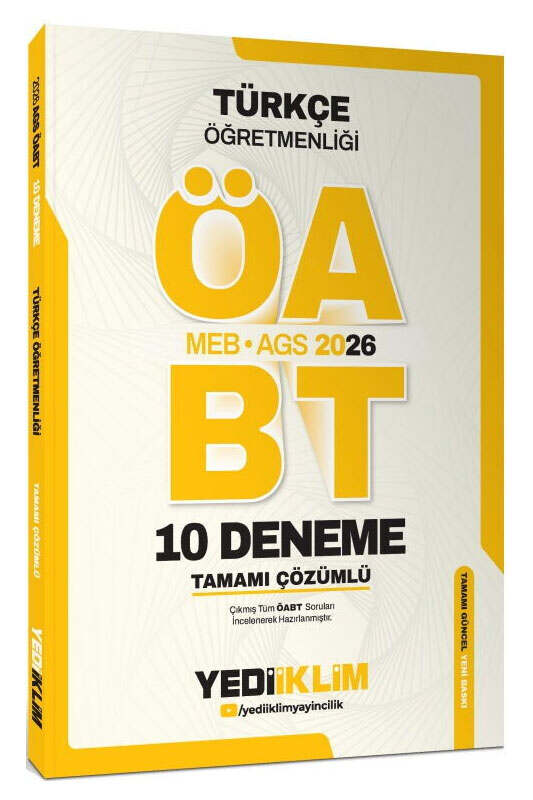 ÖABT Kitabı, Türkçe, Deneme Kitabı, Yediiklim Yayınları 9786255781604