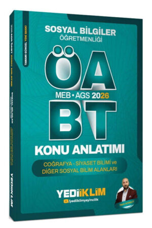 2026, ÖABT Kitabı, Sosyal Bilgiler Kitabı, Coğafya, Konu Kitabı, Yediiklim Yayınları 9786255781390