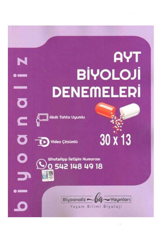 Biyoloji Kitabı, AYT Kitap, Deneme Kitabı, Biyoanaliz Yayınları 9786259963938