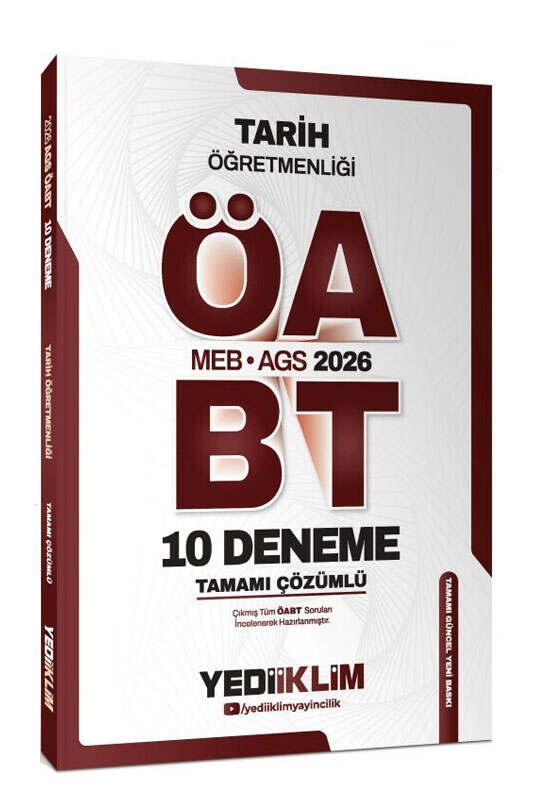 2026, ÖABT Kitabı, Tarih, Deneme Kitabı, Yediiklim Yayınları 9786255781710