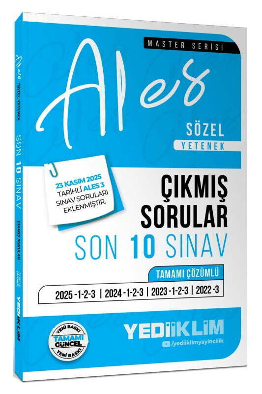 ALES Kitap, Çıkmış Soru Kitabı, Yediiklim Yayınları 9786258537079