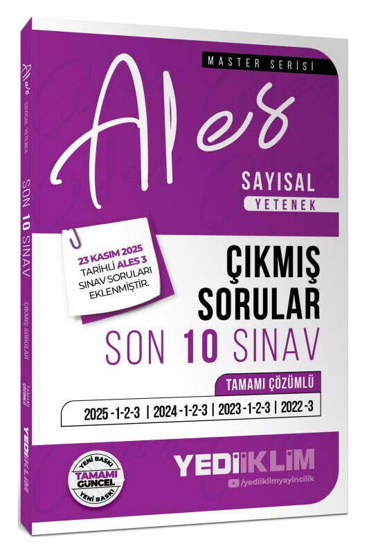 2026, ALES Kitap, Çıkmış Soru Kitabı, Yediiklim Yayınları 9786258537062