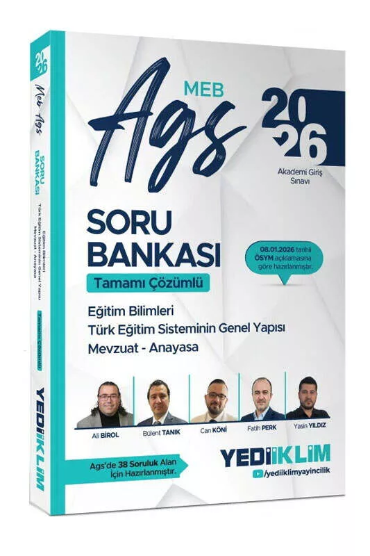 Yediiklim 2026 MEB AGS Eğitim Bilimleri Türk Eğitim Sisteminin Genel Yapısı Mevzuat Anayasa Tamamı Çözümlü Soru Bankası