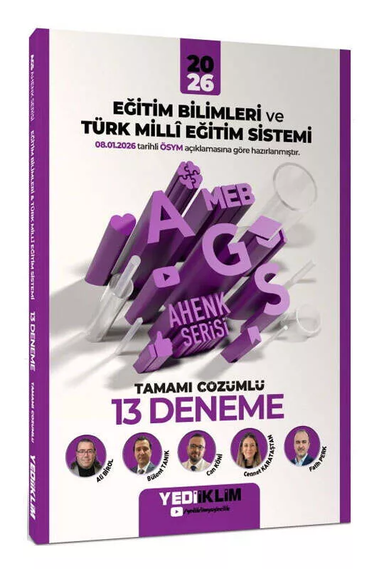 Yediiklim Yayınları 2026 MEB-AGS Ahenk Eğitim Bilimleri ve Türk Milli Eğitim Sistemi Tamamı Çözümlü 13 Deneme