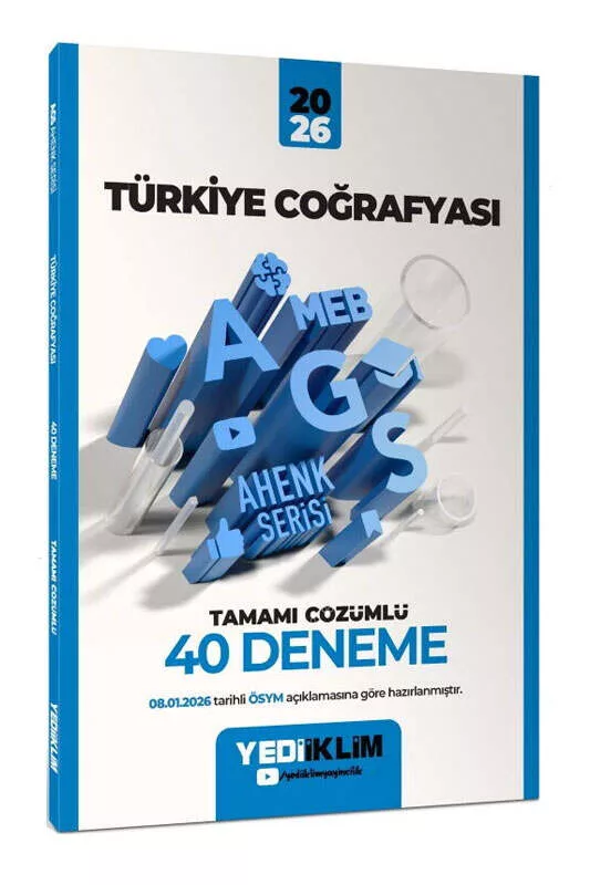 Yediiklim Yayınları 2026 MEB-AGS Ahenk Türkiye Coğrafyası Tamamı Çözümlü 40 Deneme