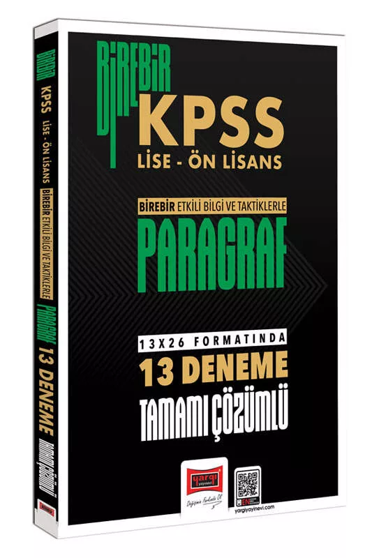 Yargı Yayınları 2026 Birebir KPSS - Lise - Önlisans Paragraf Tamamı Çözümlü 13 Deneme