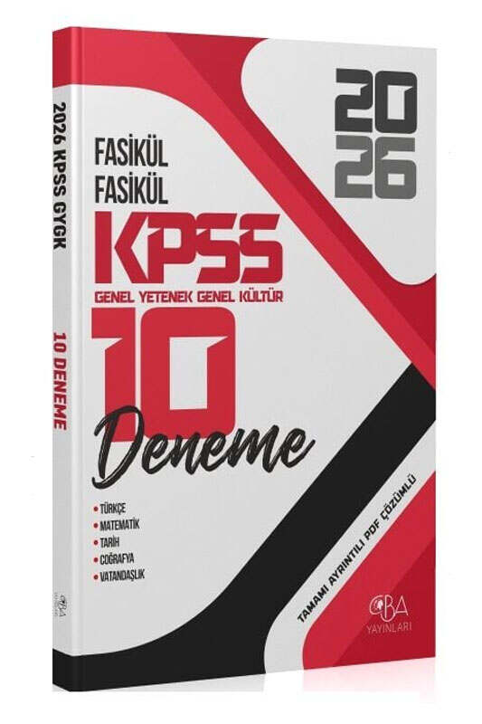 CBA Yayınları 2026 KPSS Genel Yetenek Genel Kültür 10 Deneme Fasikül Çözümlü