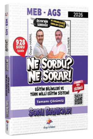 Dizgi Kitap 2026 MEB AGS Eğitim Bilimleri ve Türk Milli Eğitim Sistemi Ne Sordu Ne Sorar Tamamı Video Çözümlü Soru Bankası