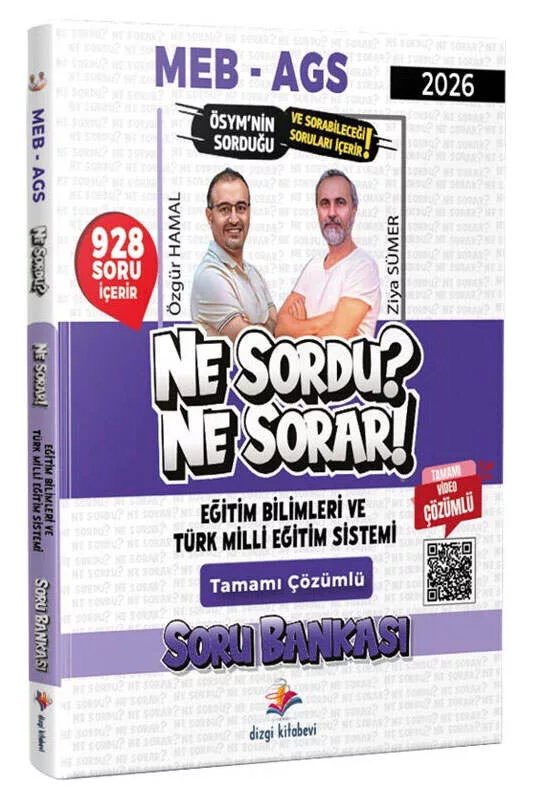 Dizgi Kitap 2026 MEB AGS Eğitim Bilimleri ve Türk Milli Eğitim Sistemi Ne Sordu Ne Sorar Tamamı Video Çözümlü Soru Bankası