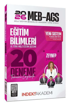 İndeks Akademi 2026 MEB-AGS Eğitim Bilimleri ve Türk Milli Eğitim Sistemi 20 Deneme Çözümlü