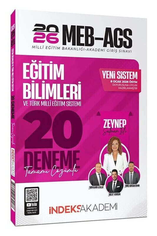 İndeks Akademi 2026 MEB-AGS Eğitim Bilimleri ve Türk Milli Eğitim Sistemi 20 Deneme Çözümlü