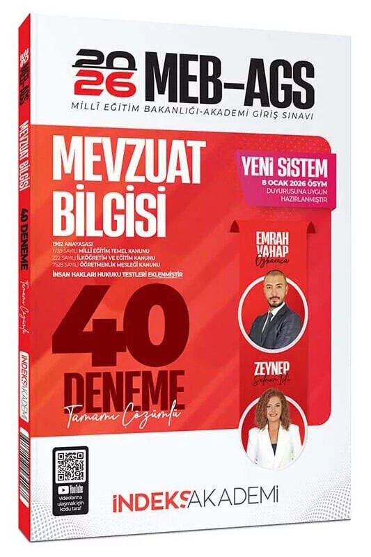 İndeks Akademi 2026 MEB-AGS Mevzuat Bilgisi 40 Deneme Çözümlü