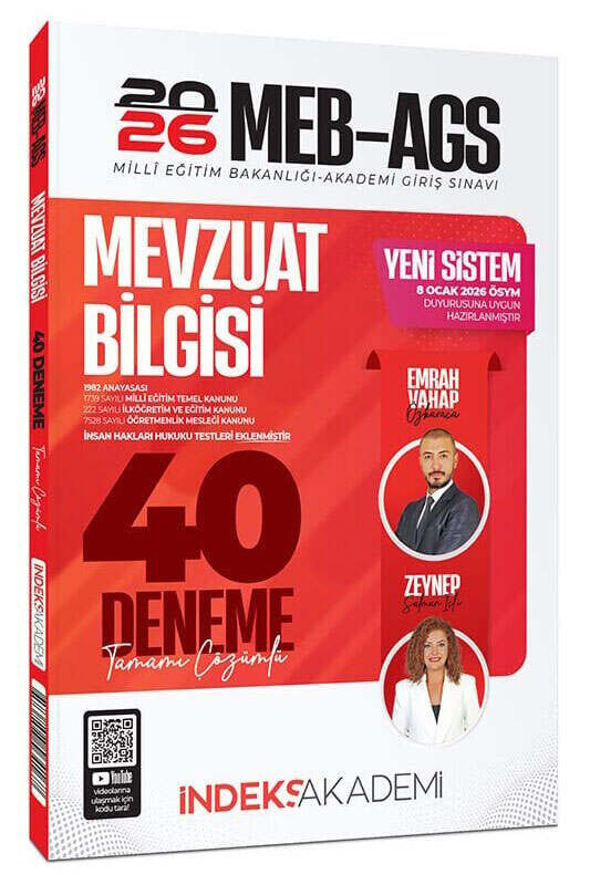 İndeks Akademi 2026 MEB-AGS Mevzuat Bilgisi 40 Deneme Çözümlü