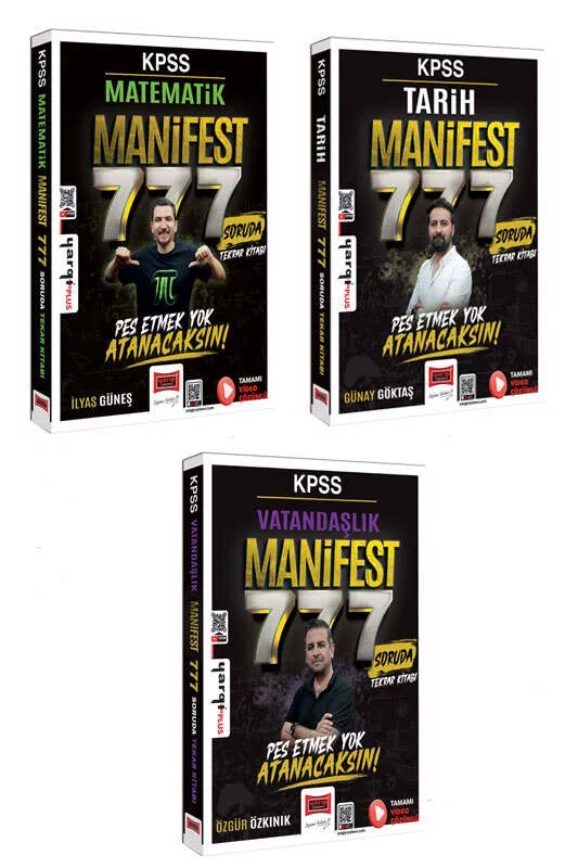 Yargı Yayınları KPSS Manifest Serisi 777 Soruda Matematik-Tarih-Vatandaşlık Tamamı Video Çözümlü Tekrar Kitabı Seti