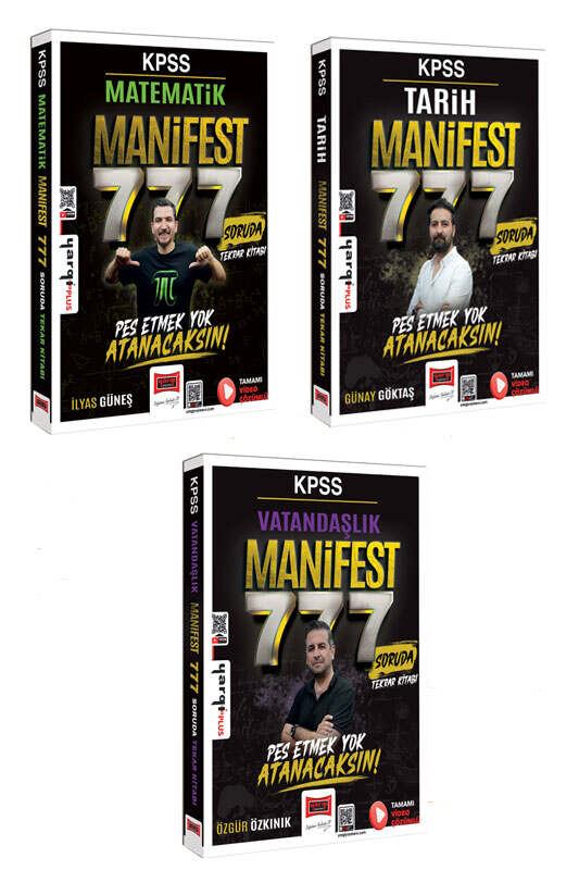 Yargı Yayınları KPSS Manifest Serisi 777 Soruda Matematik-Tarih-Vatandaşlık Tamamı Video Çözümlü Tekrar Kitabı Seti