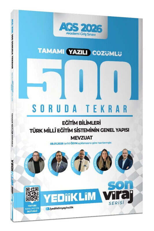 Yediiklim Yayınları 2026 AGS Eğitim Bilimleri Türk Milli Eğitim Sistemi Mevzuat Son Viraj Serisi Tamamı Yazılı Çözümlü 500 Soruda Genel Tekrar Kampı