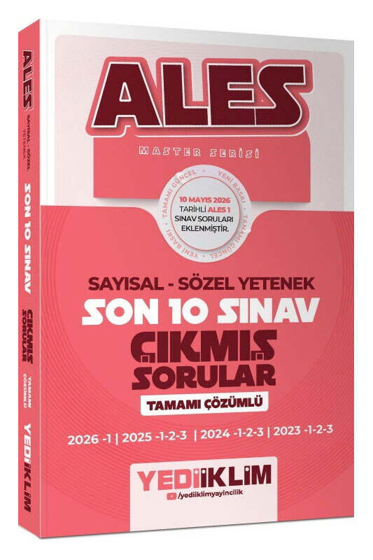 Yediiklim Yayınları 2027 ALES Master Serisi Sayısal Sözel Yetenek Tamamı Çözümlü Son 10 Sınav Çıkmış Sorular (10 Mayıs 2026)