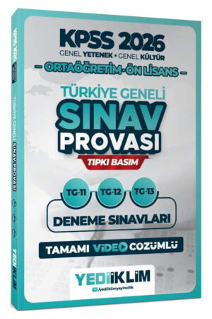 Yediiklim Yayınları 2026 KPSS Ortaöğretim Ön Lisans GY GK Türkiye Geneli Sınav Provası Tıpkı Basım 11-12-13 Deneme