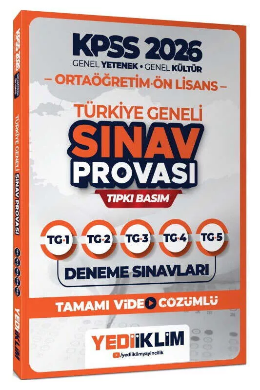 Yediiklim Yayınları 2026 KPSS Ortaöğretim Ön Lisans GY GK Türkiye Geneli Sınav Provası Tıpkı Basım Deneme