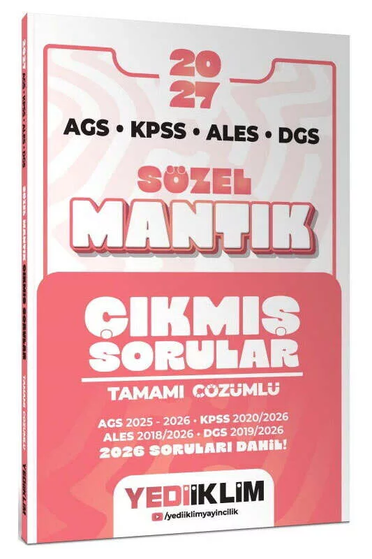Yediiklim Yayınları 2027 AGS KPSS ALES DGS Sözel Mantık Tamamı Çözümlü Çıkmış Sorular