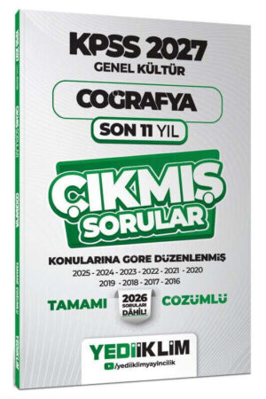 Yediiklim Yayınları 2027 KPSS Genel Kültür Coğrafya Konularına Göre Tamamı Çözümlü Son 11 Yıl Çıkmış Sorular