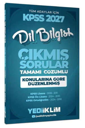 Yediiklim Yayınları 2027 KPSS Tüm Adaylar İçin Dil Bilgisi Tamamı Çözümlü Çıkmış Sorular Konularına Göre Düzenlenmiş