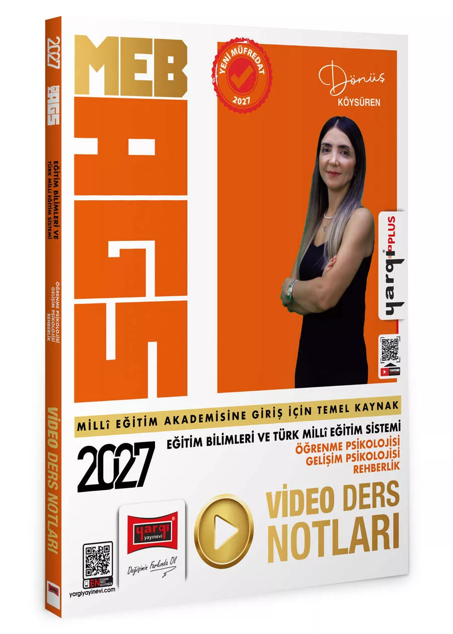 Yargı Yayınları 2027 MEB AGS Eğitim Bilimleri ve Türk Milli Eğitim Sistemi - Öğrenme Psikolojisi - Gelişim Psikolojisi - Rehberlik Video Ders Notları