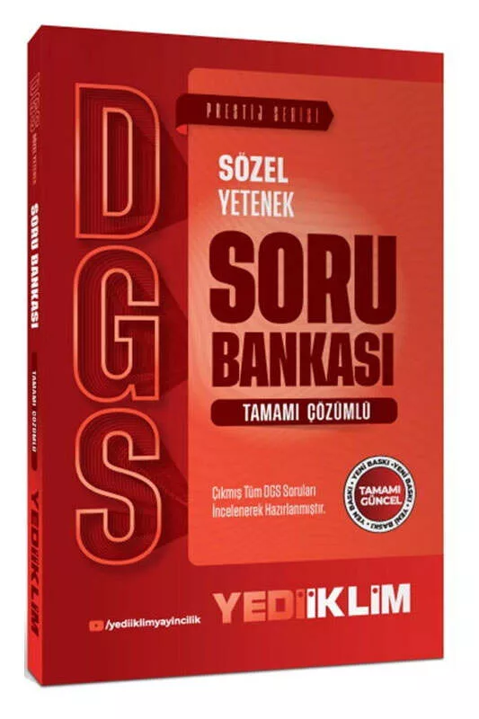 Yediiklim Yayınları 2027 DGS Prestij Serisi Sözel Yetenek Tamamı Çözümlü Soru Bankası