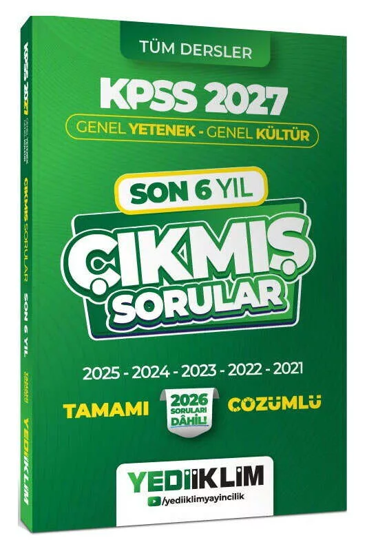 Yediiklim Yayınları 2027 KPSS Genel Yetenek Genel Kültür Son 6 Yıl Tamamı Çözümlü Çıkmış Sorular