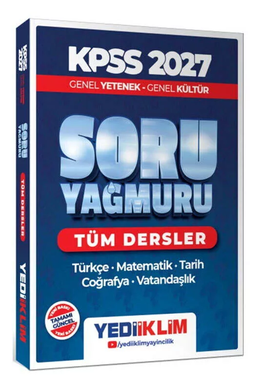 Yediiklim Yayınları 2027 KPSS Genel Yetenek Genel Kültür Tüm Dersler Soru Yağmuru