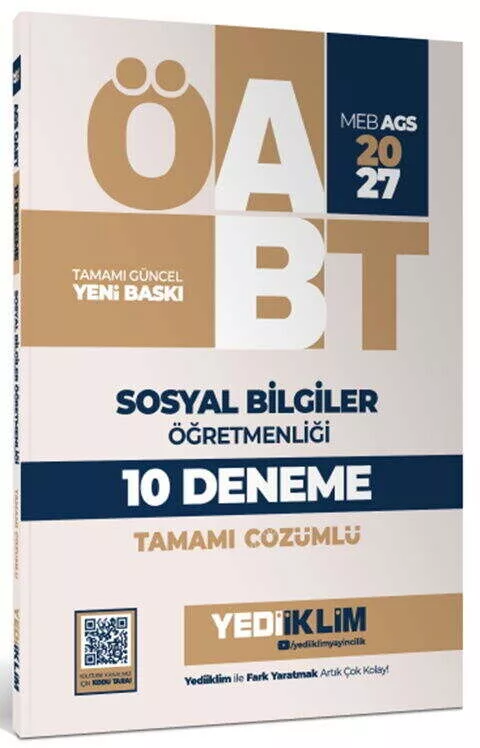 Yediiklim Yayınları 2027 MEB AGS ÖABT Sosyal Bilgiler Öğretmenliği Tamamı Çözümlü 10 Deneme