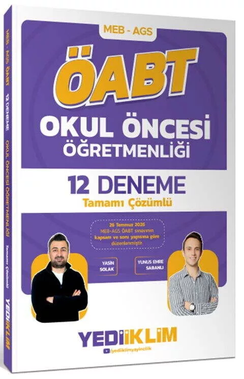 Yediiklim Yayınları 2027 MEB AGS ÖABT Okul Öncesi Öğretmenliği Tamamı Çözümlü 12 Deneme
